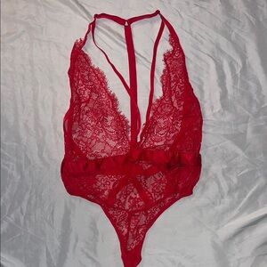 Valentines Day Lace Red Bodysuit